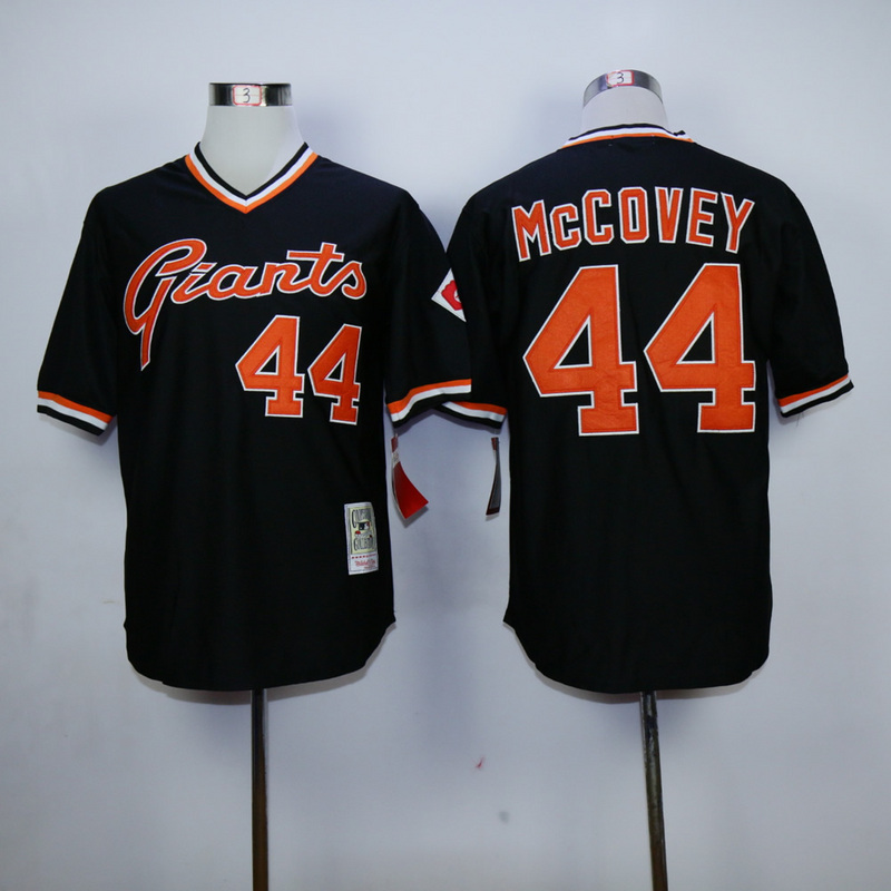 Men San Francisco Giants #44 Mccovey Black Throwback MLB Jerseys